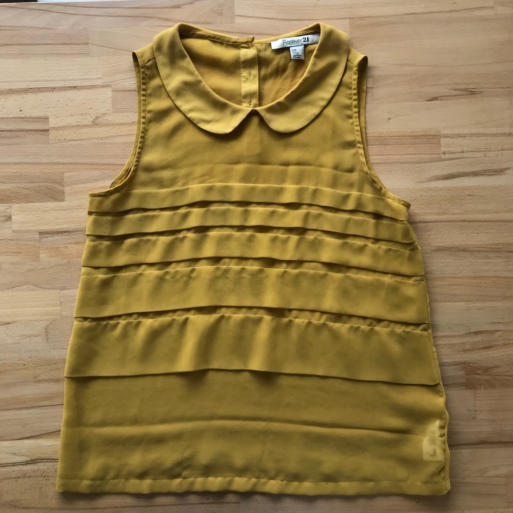 Sheer mustard Peter Pan collar forever 21 top